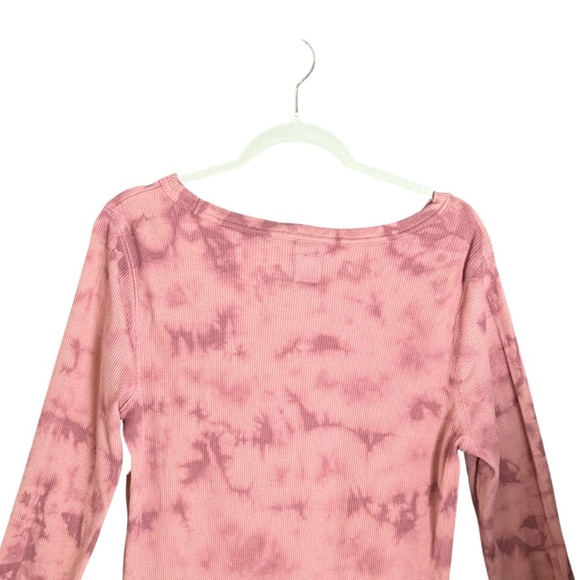 GAP Washed Rose Tie-Dye Thermal Top | Size Large | Ribbed Long Sleeve - Picture 6 of 11